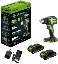 Дрель-шуруповерт Greenworks DD345 аккум. патрон:быстрозажимной 3708307