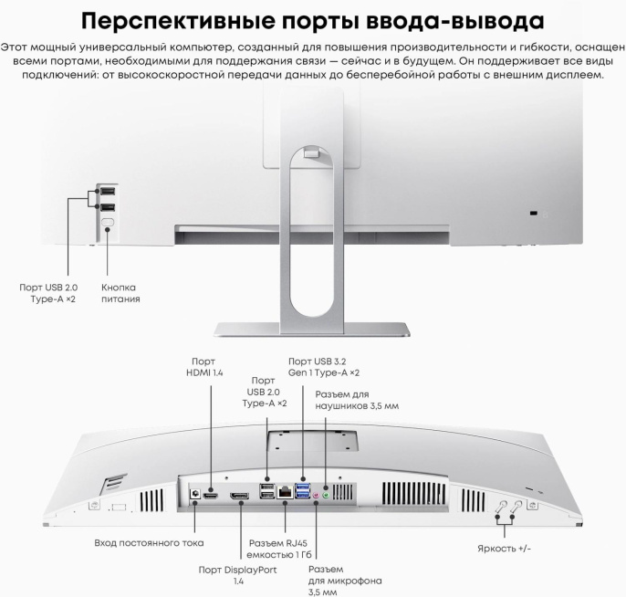 Моноблок Chuwi Unitech 24 23.8" Full HD i3 1220P 1.5 16Gb SSD512Gb UHDG Windows 11 Pro GbitEth WiFi BT 90W клавиатура мышь Cam белый/серебристый 1920x1080 (23728532)