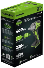 Гайковерт Greenworks GD24IW400 аккум. патрон:квад.1/2" 3802907CUG