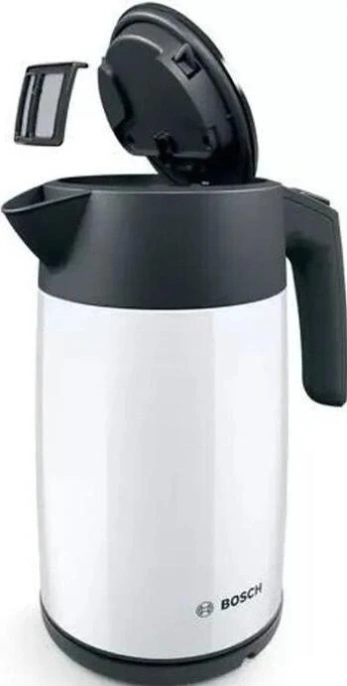 Электрочайник Bosch TWK7L461 2400 Вт, объем 1.7 л, материал корпуса: металл/пластик, материал колбы: нержавеющая сталь, с возможностью вращения на 360°, механическое управление