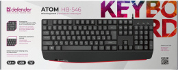 Клавиатура проводная DEFENDER Atom (Атом) HB-546 RU черный (USB, 104 клавиши) (45546)