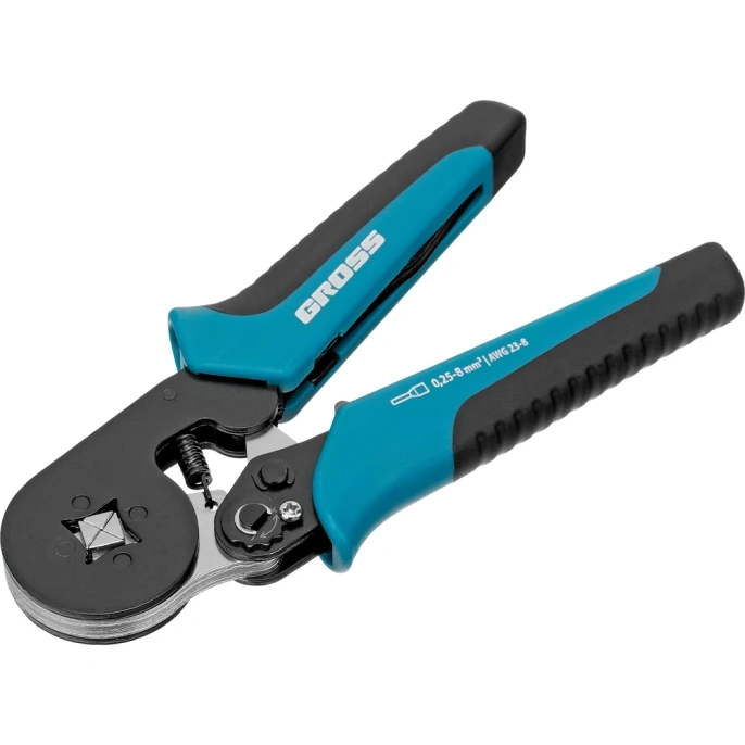 Клещи для обжима наконечников электропроводов с сечением 0,25-8 мм2 GROSS 17724