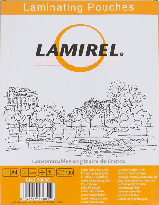 Пленка для ламинирования Fellowes Lamirel,  75мкм,  216х303 мм,  100шт.,  глянцевая,  A4