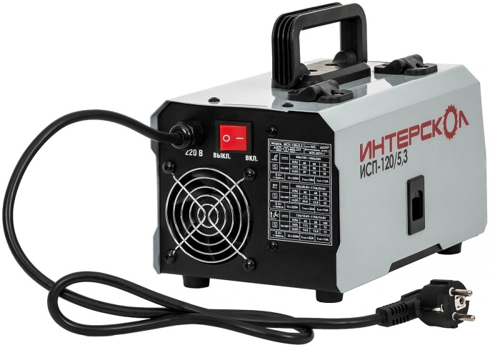 Сварочный аппарат Интерскол ИСП-120/5,3 инвертор MMA/TL/vrd 4кВт 662.1.0.70