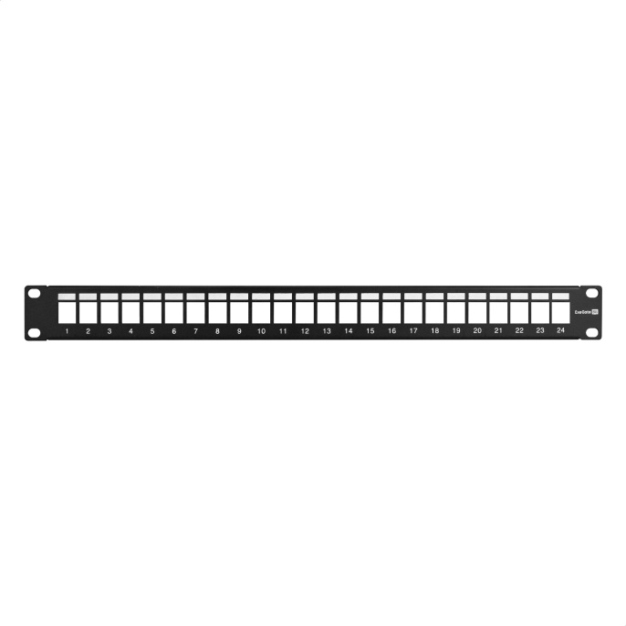 Патч-панель модульная ExeGate EPPB-19-24-STP 19", STP, 24 port, наборная, экранированная, 1U, RoHS, с кабельным органайзером, Black, RTL EX297321RUS