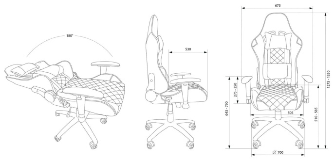 Кресло игровое Cactus CS-CHR-030BL, экокожа, до 120кг, регулируемые 2D подлокотники,  черный