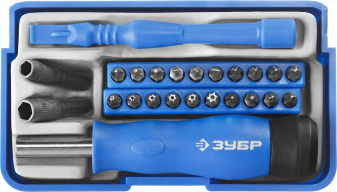 Отвертка с насадками  Зубр Профессионал 25648-H24, 24 предмета, в жестком кейсе
