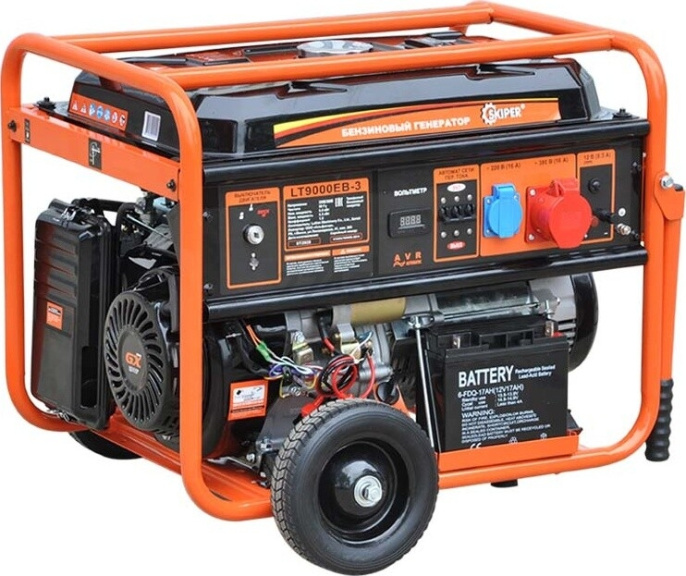 Электростанция SKIPER LT9000EB-3 6.5кВт, 1х380В/16А/6кВт, 1х220В/16А/2кВт, 12В, кол, эл.стар,25.0л