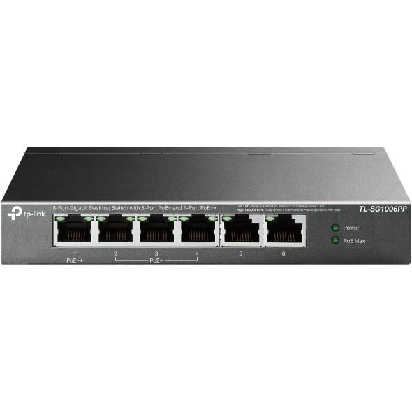 TP-Link TL-SG1006PP Настольный коммутатор с 6 гигабитными портами 3 порта PoE+, 1 порт PoE++