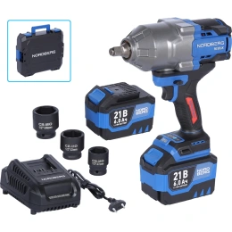 Гайковерт аккумуляторный NORDBERG 1/2, 21В, 1500 Нм с двумя 6A аккум. и зар. уст-вом, в кейсе NE806K-1/2