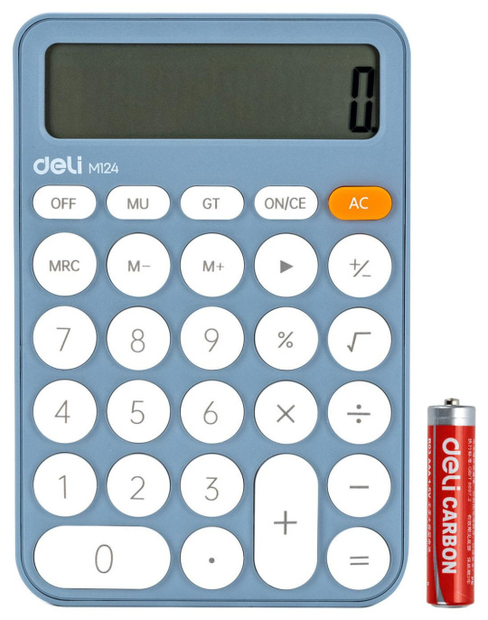 Калькулятор Deli EM124BLUE, 12-разрядный, синий