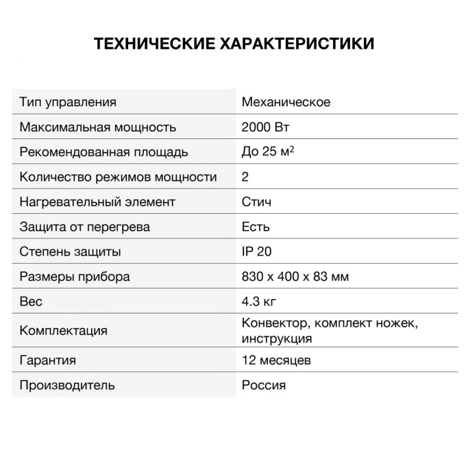 Конвектор StarWind SHV1020,  2000Вт,  белый