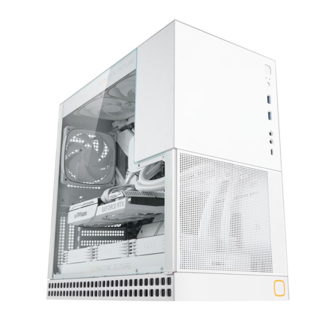 Корпус ПК без блока питания Case Geometric Future Model 4 King Arthur, Midi-Tower, TG, no fans, 2xUSB-A 3.0, 1xUSB 3.2 Type-C, E-ATX, ATX, mATX, mITX White