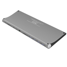 GCR Док-станция 11 в 1 Multiport Aluminum Type C 3.1 на USB 3.0 + 3 x USB 2.0 + Type C PD + HDMI 2.0 + VGA + SD/MicroSD + audio 3.5mm jack, GCR-54220