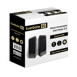 Акустическая система 2.0 ExeGate Accord 235 (Активная, питание 220В, 2х3Вт, 30-18000Гц, цвет черный, дерево, разъем для наушников, Color Box) EX294431RUS