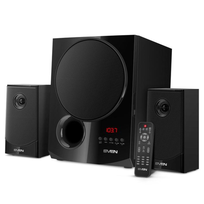 Музыкальный центр SVEN MS-2080, черный 70 Вт, Bluetooth, пульт, дисплей, FM, USB, SD SV-018771