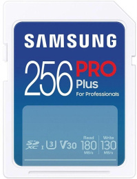 Карта памяти SDXC UHS-I U3 Samsung Pro PLUS 256 ГБ, 180 МБ/с, Class 10, MB-SD256S,  1 шт., без адаптера