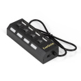 USB-Хаб концентратор 4-в-1 ExeGate DUB-42SW кабель-адаптер USB2.0 -- 4xUSB2.0, кнопки включения/отключения для каждого порта, Plug&Play, черный EX293977RUS