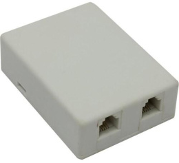 GCR Розетка телефонная на 2 порта RJ-11 6р4с, накладная, белая, GA-TLUS-023