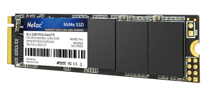 SSD накопитель M.2 2280 M PCI Express 3.0 x4 Netac 128GB N930E PRO NT01N930E-128G-E4X 1591/594 MBps TLC