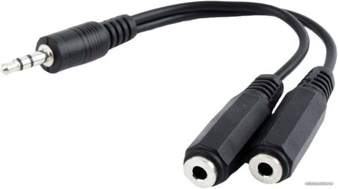 Кабель Cablexpert разветвитель аудио сигнала Jack 3.5(M) 3pin/2xJack 3.5(F), 10см, черный, пакет CCA-415-0.1M