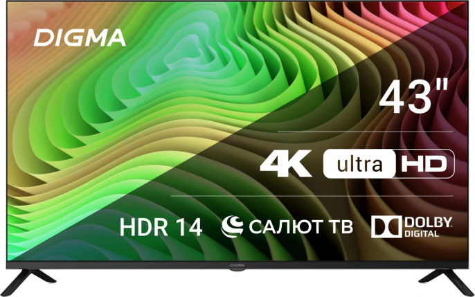 43" Телевизор Digma DM-LED43UBB40 4K Ultra HD, СМАРТ ТВ, Салют ТВ, черный