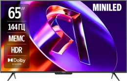 65" Телевизор ЯНДЕКС ТВ Станция Про MiniLED QLED, 4K Ultra HD, СМАРТ ТВ, YaOS X, черный