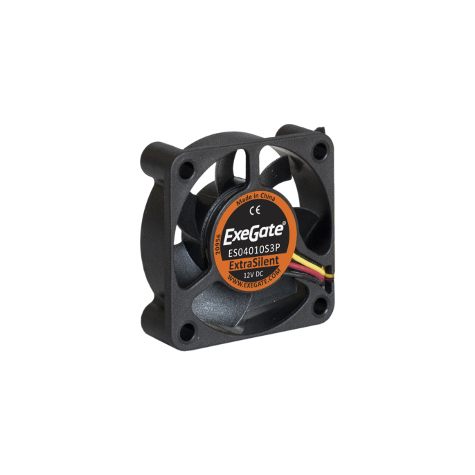 Вентилятор 12В DC ExeGate ExtraSilent ES04010S3P (40x40x10 мм, Sleeve bearing (подшипник скольжения), 3pin, 4000RPM, 19dBA) EX283364RUS
