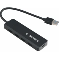 Разветвитель Gembird USB3.1 4хUSB, с доп.питанием (порт Type-C), кабель USB 19см, черный, UHB-C414