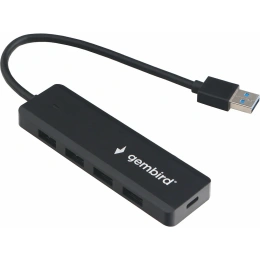 Разветвитель Gembird USB3.1 4хUSB, с доп.питанием (порт Type-C), кабель USB 19см, черный, UHB-C414