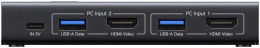 Переключатель UGREEN AK502 75246 HDMI 4K@60Hz KVM Switch 2 In 1 Out. Цвет: черный (75246_)