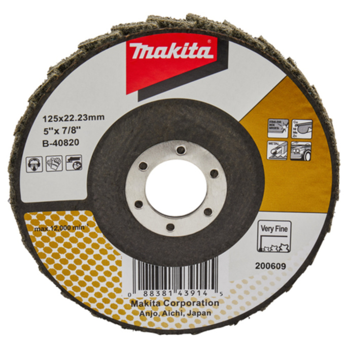 Шлифовальный круг Makita 125х22.2мм вогнутый (B-40820) (по металлу, полировочный, тип: КЛТ 2/конический, установка: на фланец, материал подложки: стекловолокно, угловой/чистая полировка)