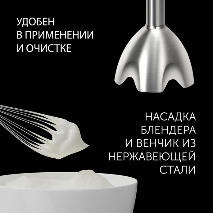Блендер Polaris PHB 1065, погружной, черный/серебристый