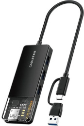 Концентратор CABLETIME CB05B (CT-HUBT5-PB) 4 порта USB-A/C, 10 Гбит/с, 0.2 м, USB-хаб для ноутбука