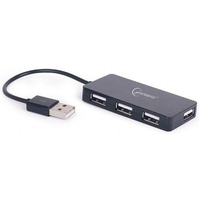 Концентратор USB 2.0 Gembird 4 порта черный блистер UHB-U2P4-03