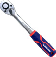 Трещотка WorkPro WP271012 (1/2", быстроразъемный, хром-ванадиевая сталь, эргономичная прорезиненная рукоятка, хромированная, зеркально отполированная)
