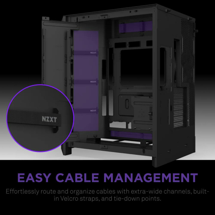 Корпус без блока питания/ Case NZXT H9 Flow RGB 2025 , Midi-Tower, TG, 3x140mm RGB + 1x120mm, 2xUSB-A 3.2 + 1xUSB-C 3.2, E-ATX, ATX, mATX, mITX Black (CM-H92FB-R1)