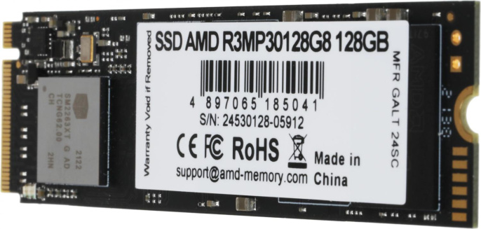 SSD накопитель AMD Radeon R3MP30128G8 128ГБ, M.2 2280, PCIe 3.0 x4, NVMe, M.2