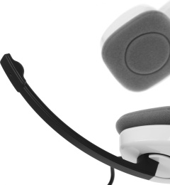 Гарнитура Logitech H150,  для контактных центров, накладные,  проводные, белый  / черный [981-000453]
