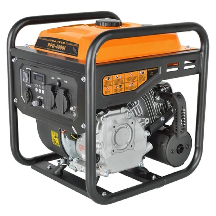 Генератор CARVER PPG -4500I инверторный [01.020.00036] { 3,5/3,8кВт, 220/12В, 2 розетки, дисплей }