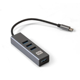 USB-Хаб концентратор 4-в-1 ExeGate DUB-4TC кабель-адаптер USB Type C -- 4xUSB3.0, Plug&Play, корпус алюминиевый, серебристый EX293987RUS