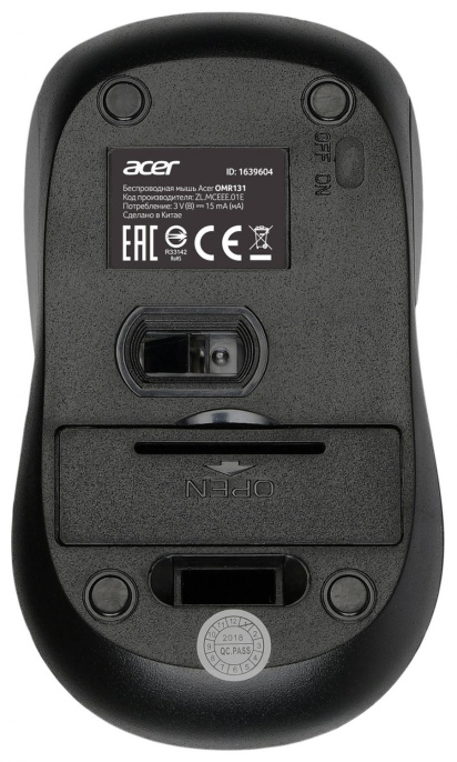 Мышь Acer OMR131 черный оптическая 1000dpi беспров. USB для ноутбука 3but (ZL.MCEEE.01E)