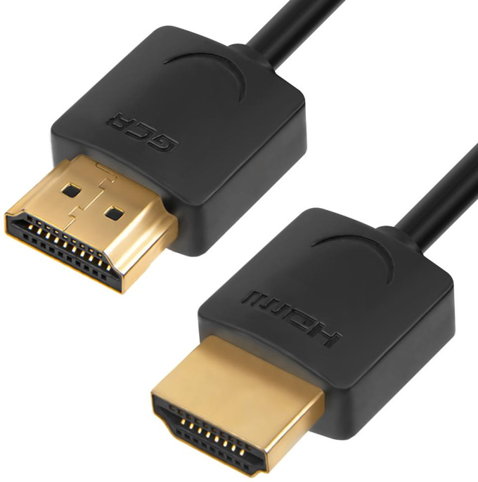 Greenconnect Кабель SLIM 1.5m HDMI 2.0, черный Slim, OD3.8mm, HDR 4:2:2, Ultra HD, 4K 60 fps 60Hz, 3D, AUDIO, 18.0 Гбит/с , 32/32 AWG, GCR-51595
