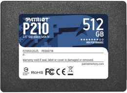 Твердотельный диск 512GB Patriot P210, 2.5", SATA III, [R/W - 520/430 MB/s] P210S512G25
