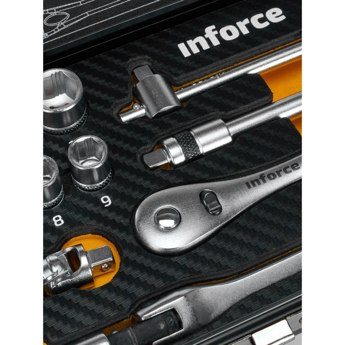 Набор инструментов 18 предметов 1/4" Inforce, Сталь Cr-V, Профессиональный, 06-07-13