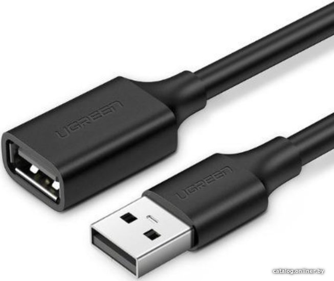 Кабель UGREEN US103-10314 USB-A 2.0 M to USB-A 2.0 F , скорость до 480 Мбит/с, 1m Black