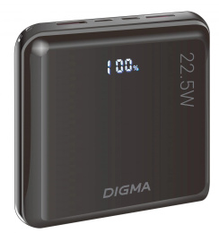 Мобильный аккумулятор Digma DGPF10D 10000mAh QC3.0/PD3.0 22.5W 5A 2xUSB-A/USB-C черный/золотистый DGPF10D22PBK