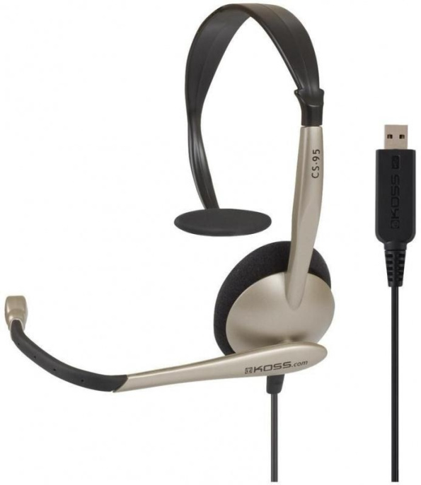 Гарнитура Koss CS-95-USB, для компьютера, накладные, проводные, моно, черный / золотистый [15116377]