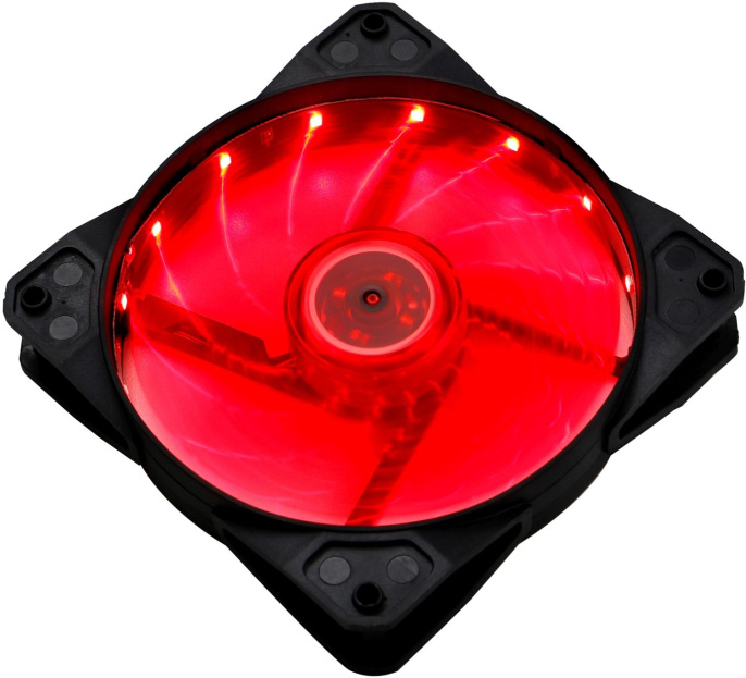 Вентилятор Digma DFAN-LED-RED 120мм, 3-pin, от БП:4-pin Molex , 1200об/мин, 23 дБ, RGB, черный, Ret