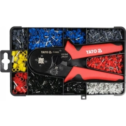 Клещи для опрессовки гильзовых разъемов YATO на проводах 0,25-10 мм2, 1200 шт. гильзовых разъемов YT-23052